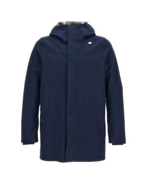 K-Way Hooded Minimalist Jacket With Drawstring - Blue