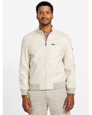 Guess Faris Faux-Leather Biker Jacket - White