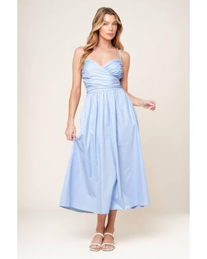 TRUEDAMES Summer Invite Pastel Woven Midi Dress - Blue