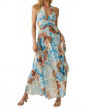 Promesa Savannah Floral Halter Maxi Dress - Blue