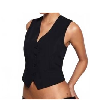 GOOD AMERICAN Faux Front Pocket Suiting Vest - Black