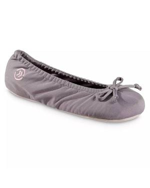Isotoner Stretch Satin Eco Comfort Ballerina Slipper - Gray