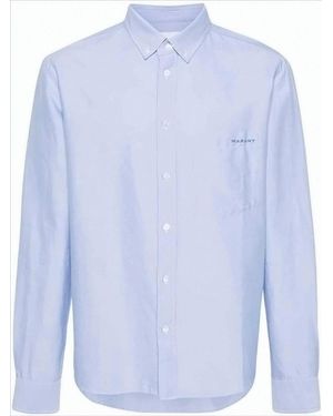 Isabel Marant Long Sleeve Cotton Button-Up Shirt - Blue