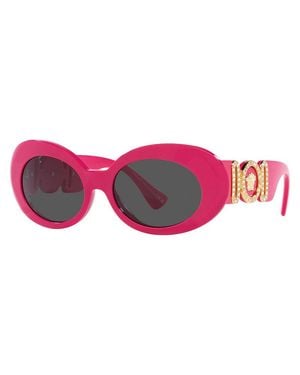 Versace Oval Full Rim, With A Frame And Dark Lens - Pink