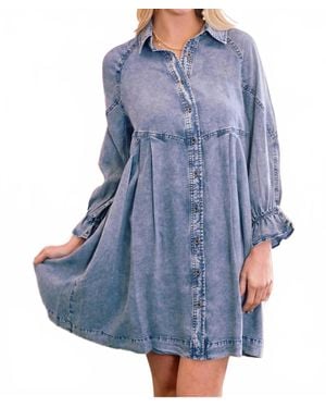 Doe And Rae Becca Front Button Denim Dress - Blue