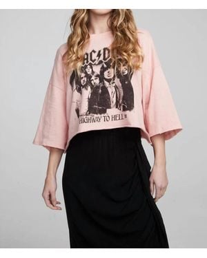 Chaser Brand Ac/Dc Crop Tee - Pink