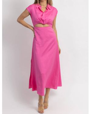 Aaron & Amber Jacey Button Down Midi Dress - Pink