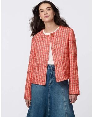 Bernardo Mademoiselle Tweed Cropped Jacket - Red