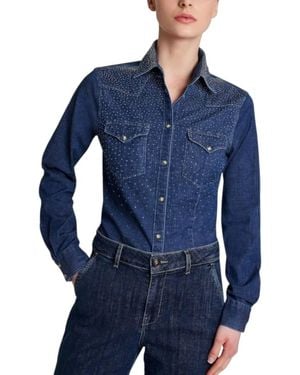Camicettasnob Sparkling Diamonds Shirt - Blue