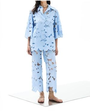 LACE The Label Ophelia Lace Cropped Pant - Blue