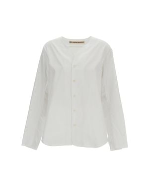 Meta Campania Boxy Embroidered Logo Cotton Shirt - White