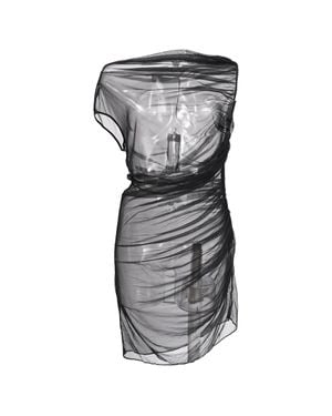 Versace Ruched Tulle Mini Dress - Gray