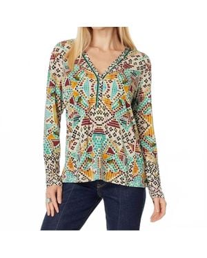 Johnny Was The Janie Favorite Long Sleeve Button Henley Tee - Black