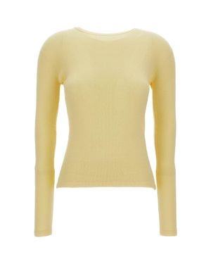 Lisa Yang Fitted Ribbed Long-Sleeve T-Shirt With Crewneck Design - Yellow
