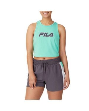 Fila Fit Fabulous Tank Top Graphic Logo Cotton Stretch Jzz477 - Blue
