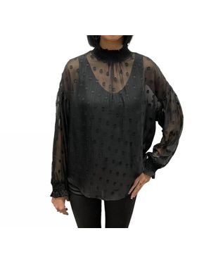 The Korner Polka Dot Sheer Blouse - Black