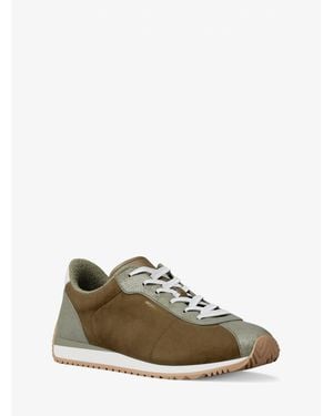 Michael Kors Rhodes Color-Block Suede Sneaker - Green