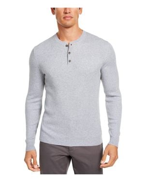 Tasso Elba Shirt Chelsea Heather Ribbed Henley 2Xl - Gray