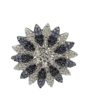 Suzy Levian 0.02 Ct. Tw. Diamond & Sapphire Brooch - Multicolor