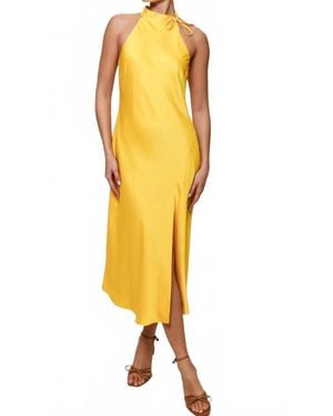 Hutch Mari Sleeveless Halter Midi Dress - Yellow