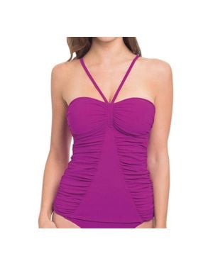Gottex Shirred Bandeau Tankini Top - Purple