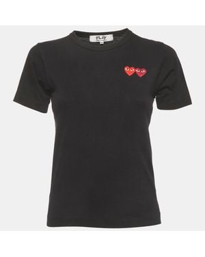 Comme des Garçons Play Jersey Embroidered Heart T-Shirt - Black