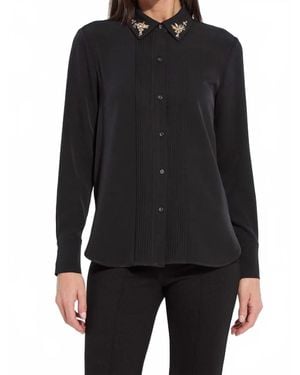 Lyssé Lizbeth Embellished Tuxedo Shirt - Black