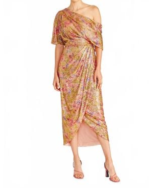 THEIA Jade Draped High Low Gown - Multicolor