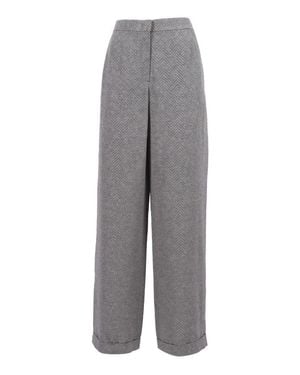 Emporio Armani Wide-Leg Pants With Herringbone Pattern And Discreet Pocket - Gray