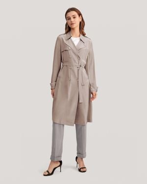 LILYSILK Classic Double Breasted Silk Trench Coat - Natural