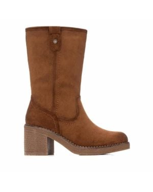 Refresh Suede Block Heel Boots - Brown