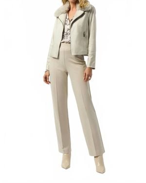 Joseph Ribkoff Foiled Faux Fur Collared Jacket - Natural
