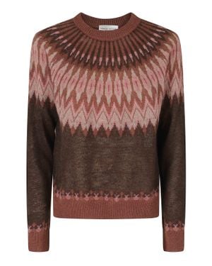 Roberto Collina Dark Fair Isle Crew-Neck Baby Alpaca-Blend Sweater - Brown