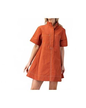 Style USA Short Sleeve Mini Dress - Orange