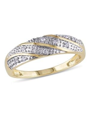 Mimi & Max 1/10Ct Tdw Diamond Striped Wedding Band 10K - Metallic