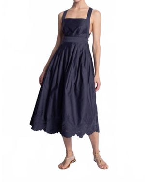 Karina Grimaldi Mora Embroidered Midi Dress - Blue