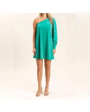 S'Edge Flora One Shoulder Swing Dress - Blue