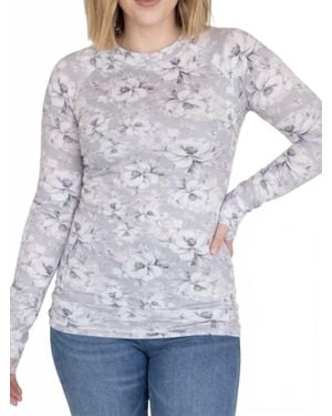 Michelle Mae Your Forever Floral Long Sleeve Top - Gray