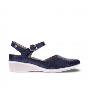 Revere Calabria Mary-Jane Closed-Toe Wedge Sandal - Blue