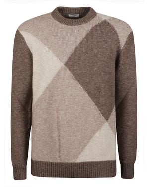 Ballantyne Maxi Diamond Intarsi Wool-Blend Sweater - Brown