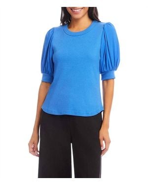 Karen Kane Camryn Contrast Puff Sleeve Top - Blue