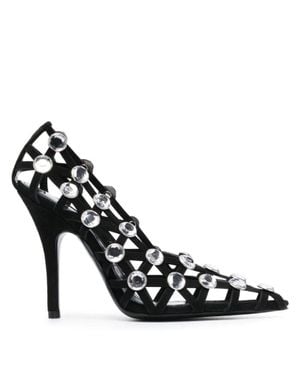 The Attico Grid 105Mm Rhinestone-Embellished Pumps - Black