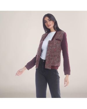 Members Only Updated Tweed Varsity Jacket - Purple