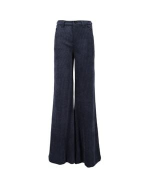 Ermanno Scervino High-Waisted Textured Corduroy Wide-Leg Pants - Blue
