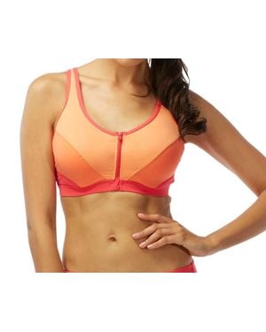 Coco Reef Barbados D-Cup Pure Racer Back Zip Front Underwire Bikini Top - Red