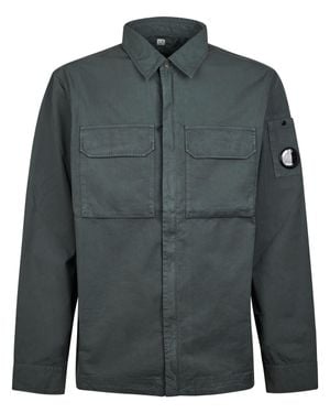 C.P. Company Organic Gabardine Zipped Lens Overshirt - Gray