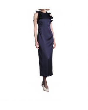 Kika Vargas Ruti Satin Midi Dress - Blue