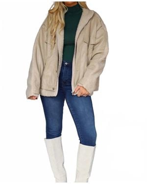 Klesis Amy Faux Leather Sherpa Jacket - Blue