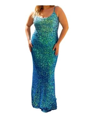 Primavera Long Curvy Prom Dress - Blue