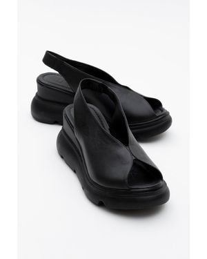 Forever & Always Shoes Sam Leather Platform Sandal - Black